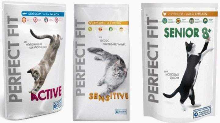 3 пакета корма Перфект Фит для кошек