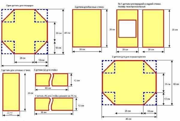 Раскрой домика из картона для кошки Раскрой домика из картона для кошки