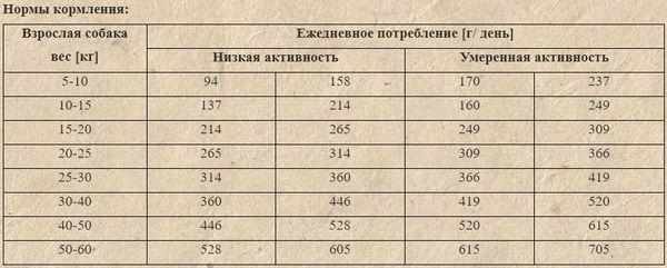 Нормы кормления кормом Платинум Нормы кормления кормом Платинум